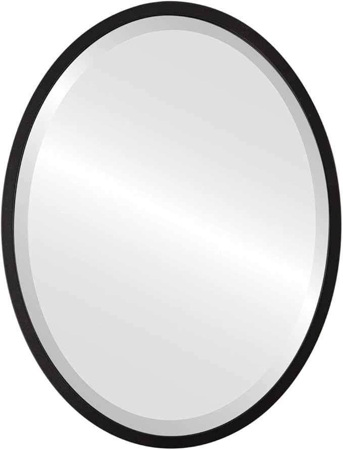 OVALCREST - Oval Wooden Beveled Wall Mirror for Home Decor, Bathroom, Vanity, Bedroom, Living Room, Hallway - London Style (Matte Black) 13.1 x 17.1