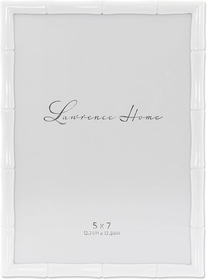 Lawrence Frames Cast Metal Frame - Bamboo Design, White, 5x7