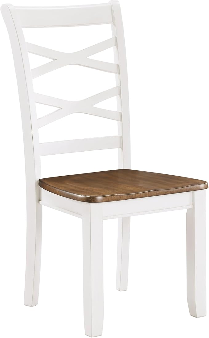 Lexicon Dining Table Set for 6 with Chairs, Solid Wood 7 Piece Farmhouse Dining Room Table and Chairs Set of 6, Cross Back, Easy Assembly Seater for Indoor Home, Dinner, Kitchen, Cherry/White