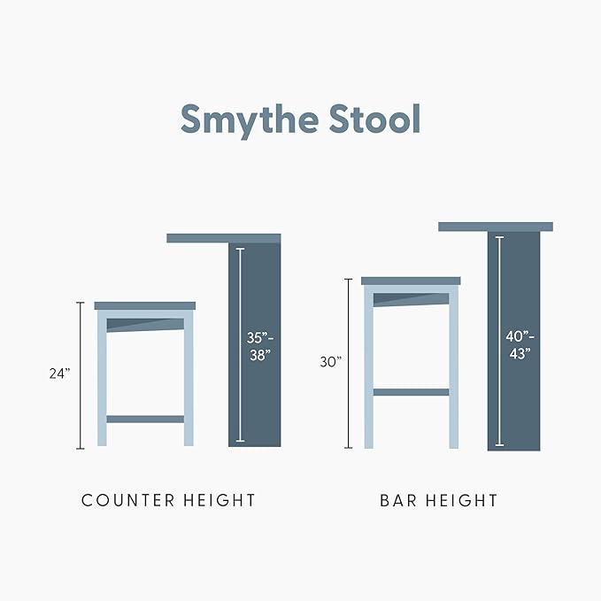 Plank+Beam Smythe Counter Stool, 24", Set of 4, Sturdy Wood Modern Kitchen Counter Height Stool, Saddle Seat Backless Counter Chair, Metal Footrest, Walnut