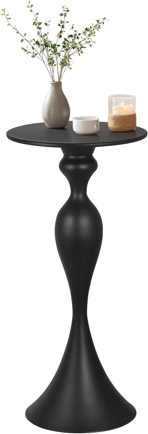 Small Accent Meatl Side Tables,Metal Round Martini Table,Vintage Side End Table for Small Space Living Room, Bedroom,Black