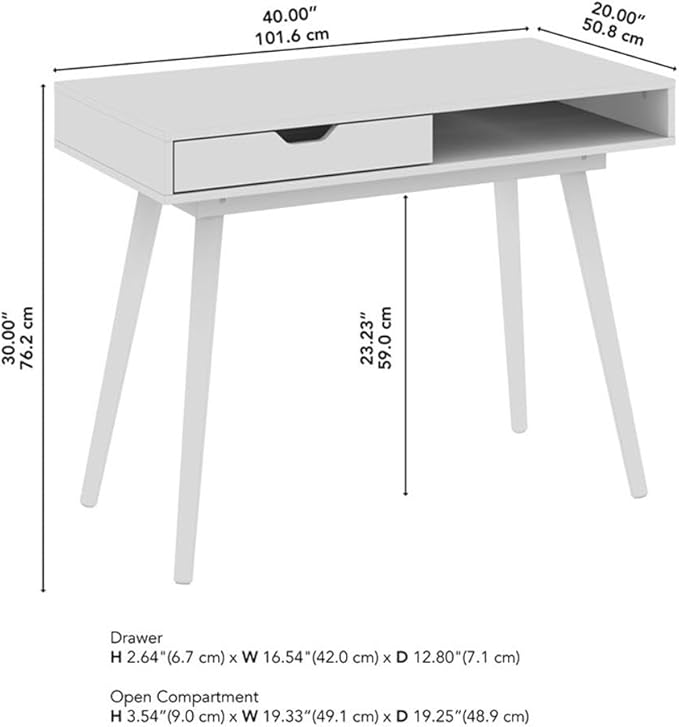 Bush Furniture Nora 40W Writing Desk in Natural Oak | Computer Table for Home Office Workspace or Entryway