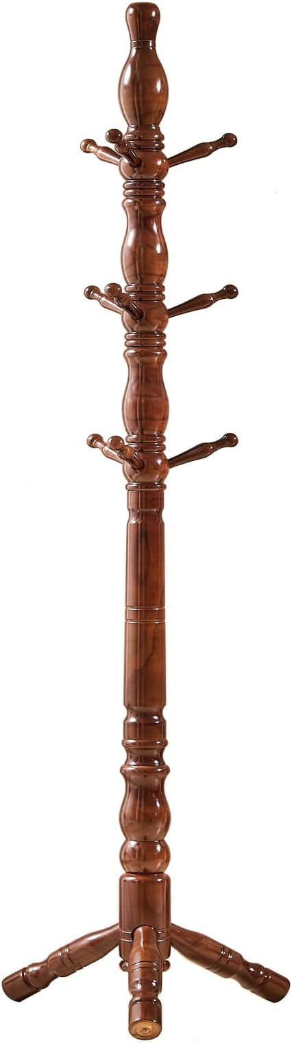 Coat Rack, Natural Wood Coat Racks with 3 Height Options and 9 Hooks,Coat Tree Ease of Assembly,Freestanding Hall Tree for Home/Office/Entryway/Hallway (Walnut)