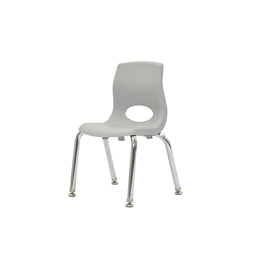 Children’s Factory, AB8010GYC, MyPosture Plus 10" H Chair, Gray with Chrome Legs, Kids Preschool, Daycare or Classroom Flexible Seating, Toddler Desk Chair