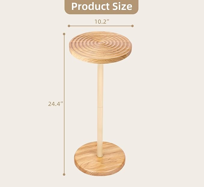 ZYBT Pedestal Side Table,10.24" Natural Wood Round Coffee Table, Drink Table Pedestal, Coffee Tables for Small Spaces, Martini Tables, Round Cocktail Small Side Tables for Living Room(Natural)