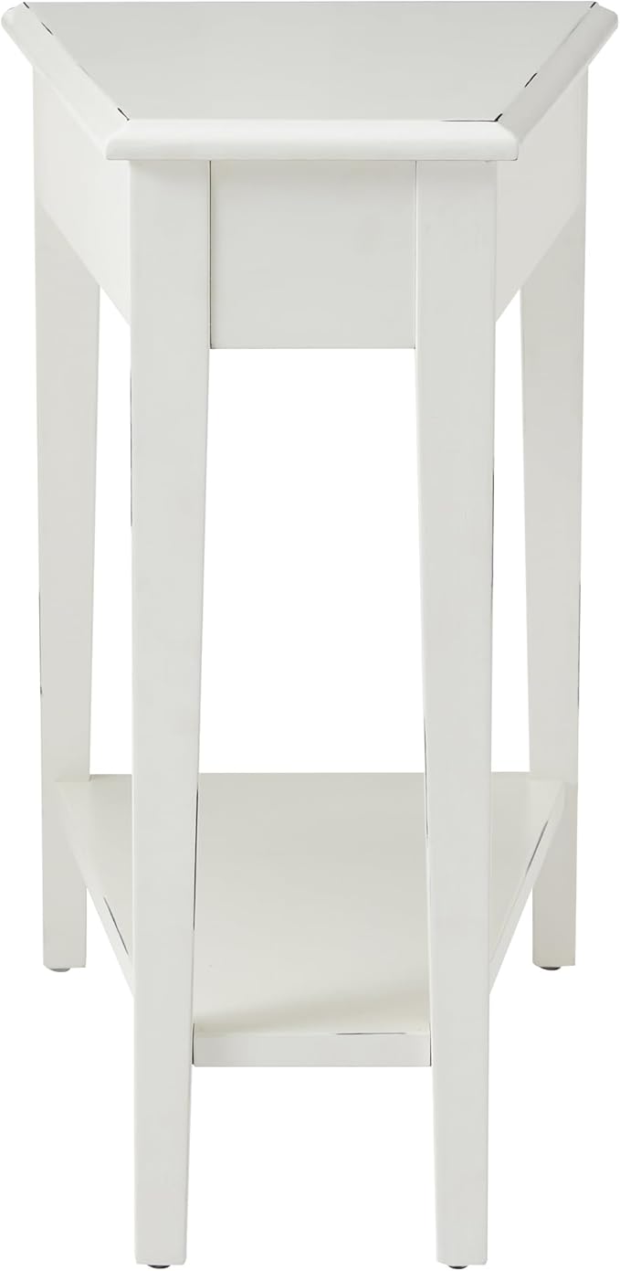 Leick Home Haven Ridge Wedge End Table, Tapered Side Table, Farmhouse White, 214395
