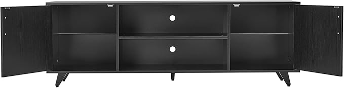 Panana Mid Century TV Stand Entertainment Center with 2 Doors, Wooden Medial Console Table for Living Room Furniture, 53.5" x 15" x 21.7" (Black)