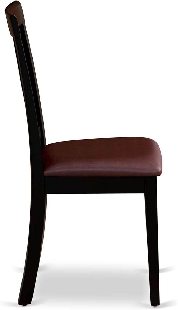 East West Furniture HLAN5-BCH-LC 5 Piece Dining Set Includes a Round Dining Table with Pedestal and 4 Faux Leather Kitchen Room Chairs, 42x42 Inch, Black & Cherry