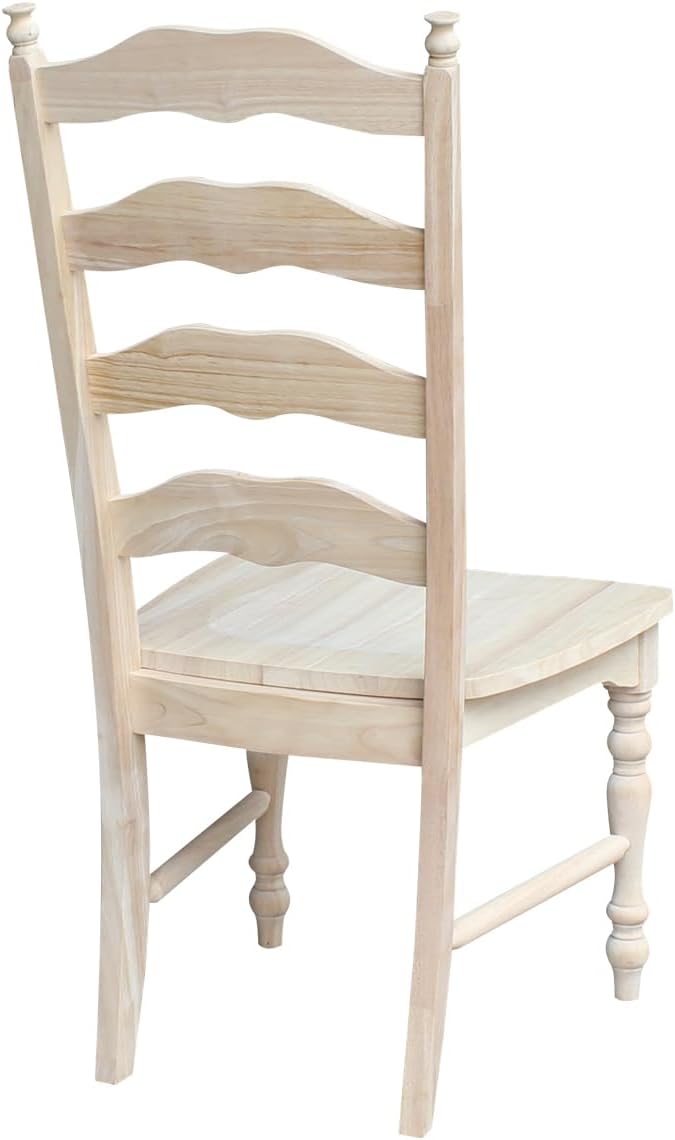 IC International Concepts Set of 2 Maine LadderBack Chairs Dining/Kitchen/Study/Balcony, Solid Wood, Parawood Construction, 20.1"W x 22.6"D x 42.1"H, Ready to Paint or Stain in Any Color, Unfinished