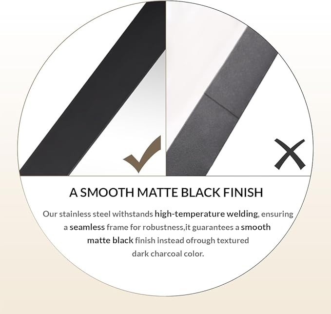 ANDY STAR Square Wall Mirror for Bathroom, 24”x24” Matte Black Bathroom Mirror, Rounded Corner Metal Mirror in Premium Stainless Steel Frame Hangs Horizontal Or Vertical