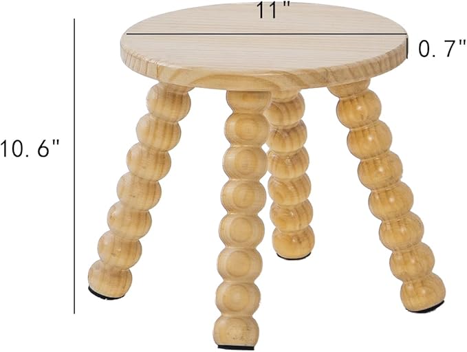 Solid Wooden Step Stool for Kids Adults, 10 inch Short Chair Perfect Matched Sensory Table, Sturdy and Versatile Foot Stool for Bathroom, Kitchen, Bedroom, Plant Stand Natural (1, Burlywood)