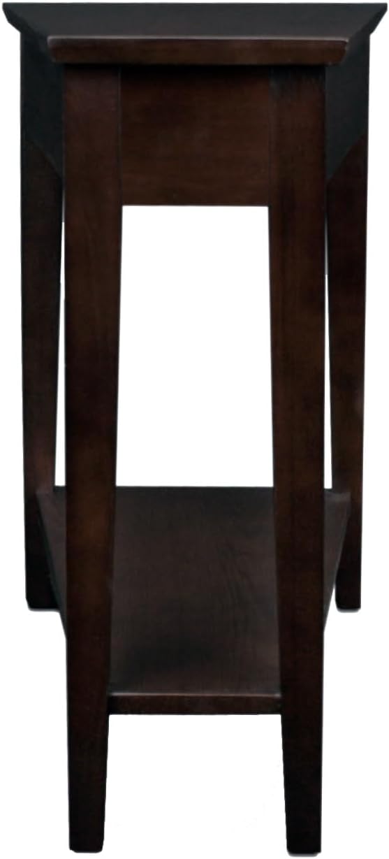 Leick Home Teegan Solid Wood Recliner Wedge End Side Table with Shelf, Chocolate Oak Brown, Perfect for Living Rooms, Bedrooms, and Small Spaces, 10074-CH