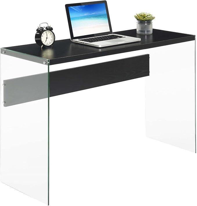 SoHo Glass Console Table/Desk, Black/Glass