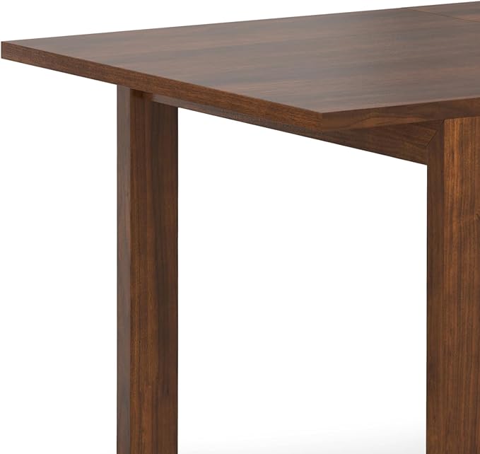 SIMPLIHOME Wilson Extendable Dining Table, Solid Wood Walnut Veneer, 60-76 x 36 inches, Transitional-Style Rectangular Expandable Kitchen Table for up to 6+ People