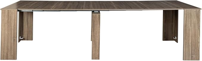 KEIKI 20"-118.5" L Extendable Foldable Dining Room Table for 1-10 People, Wood Multifunctional Rectangle Expandable Console Kitchen Living Meeting Room Furniture, 6 Tabletop Length Options, Barnwood