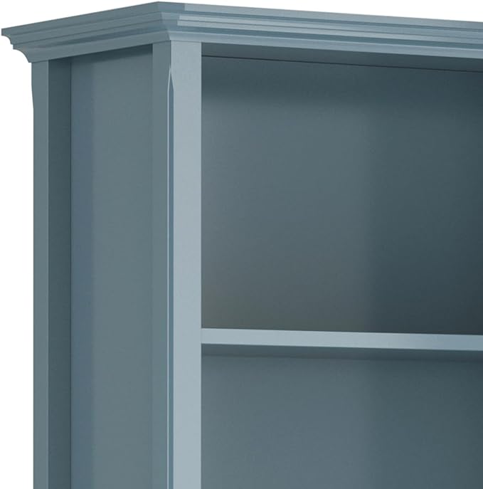 SIMPLIHOME Amherst Bookcase - 70 inch Tall 5-Shelf Solid Wood Bookshelf in French Blue, Transitional Storage for Living Room, Study Room or Office with Adjustable Shelves and Tapered Legs