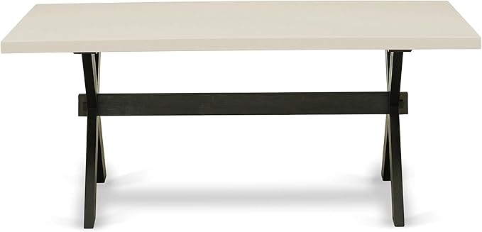 East West Furniture X627MZ606-7 7 Piece Kitchen Table Set Consist of a Rectangle Dining Table with X-Legs and 6 Shitake Linen Fabric Parsons Dining Chairs, 40x72 Inch, Multi-Color