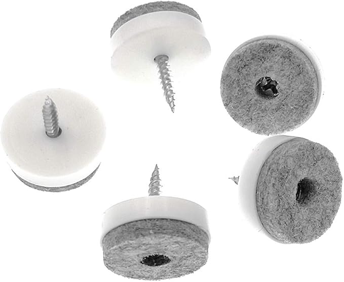 ALIMITOPIA 40pcs Screw-on Furniture Felt Pad Chair Glide Slider Hardwood Floor Protector for Wooden Leg Feet of Chair Table Furniture(Φ28mm or 1.1";White)