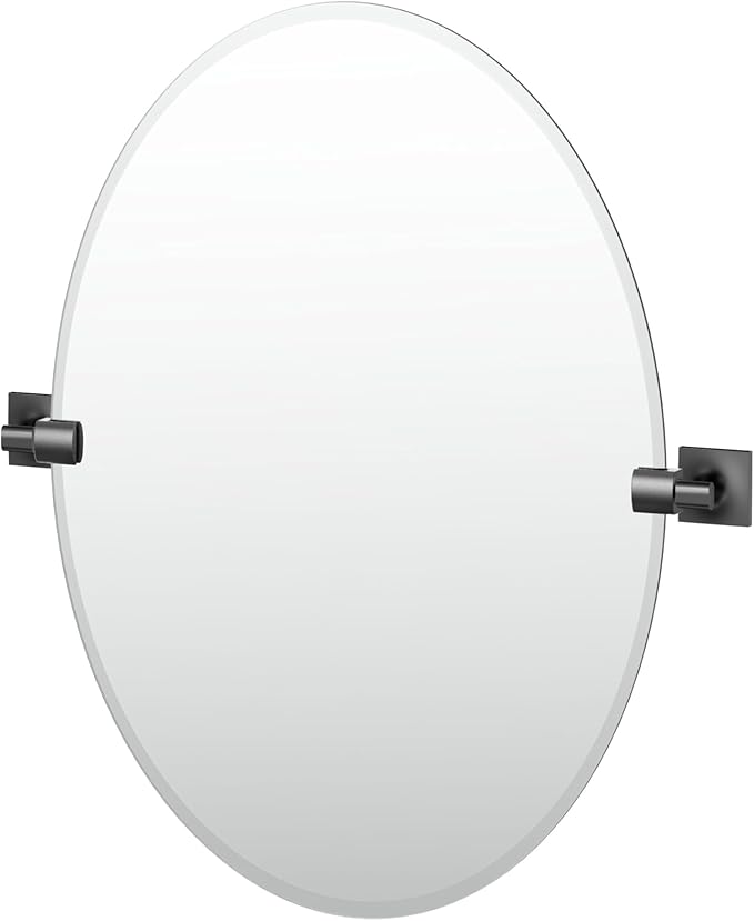 Gatco 5589MX Waterline Frameless Oval Mirror, 26.5 Inch, Matte Black