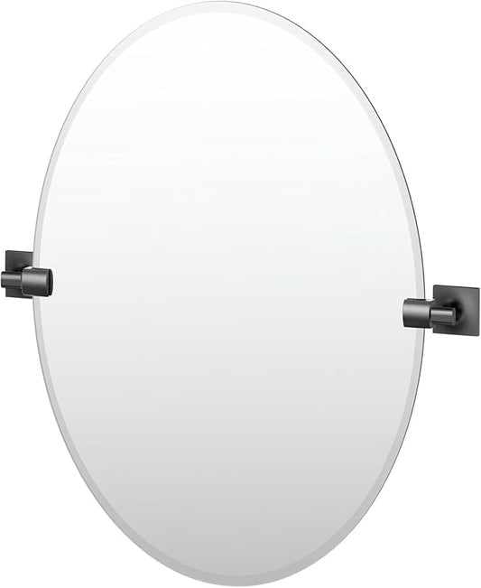 Gatco 5589MX Waterline Frameless Oval Mirror, 26.5 Inch, Matte Black