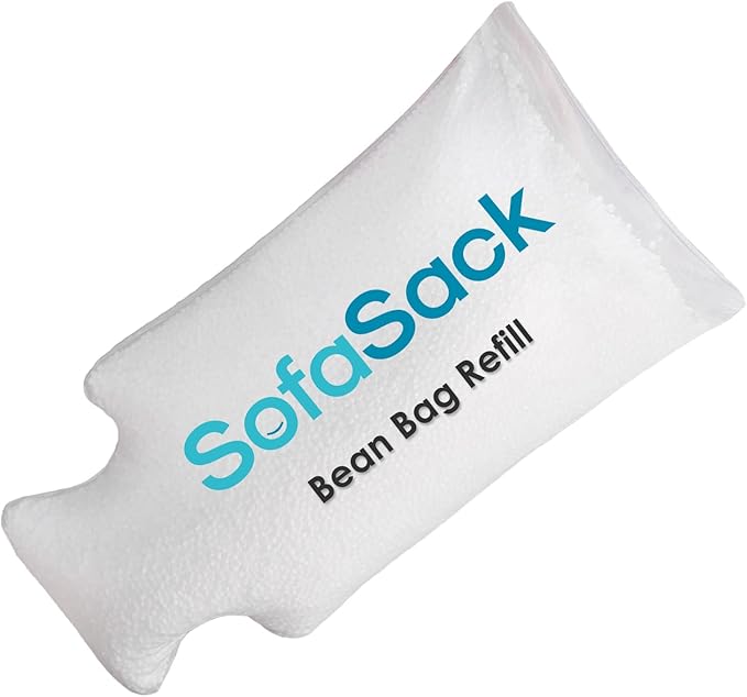 Sofa Sack Foam Filling Bean Bag Refill for Bean Bags, Loungers, and Pool Floats, 100L, White with EZ-Pour Zipper Spout
