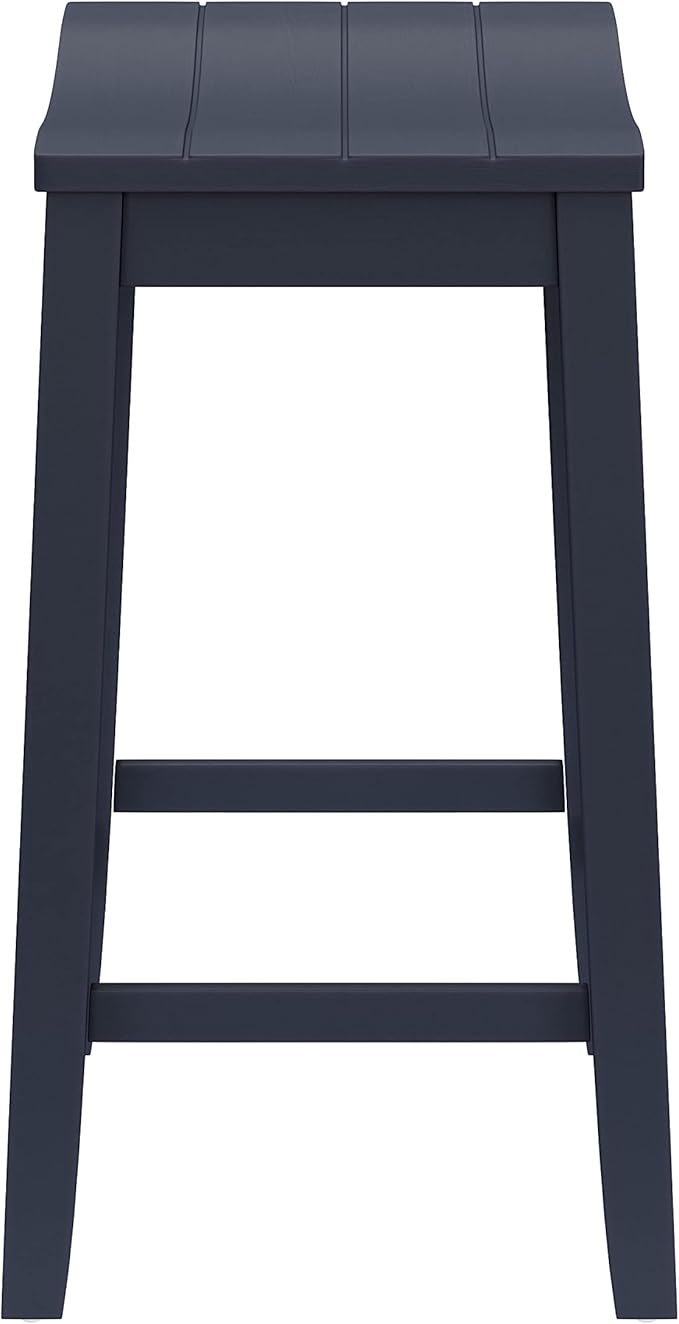 Hillsdale Fiddler Wood Backless Counter Height Stool with Saddle-Style Seat, Navy