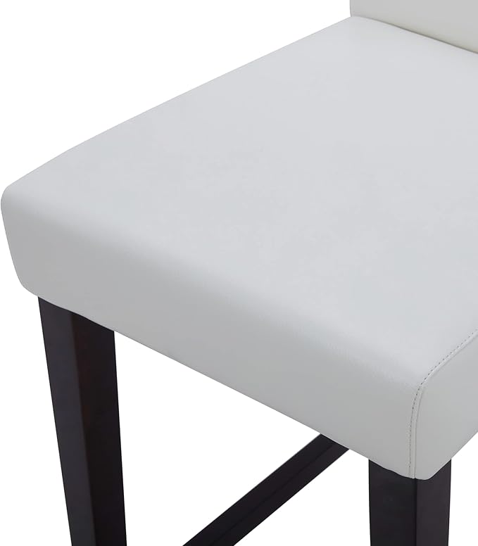 CHITA Counter Height Bar Stools Set of 2, 25" H Seat Height Upholstered Barstools, PU Leather in White