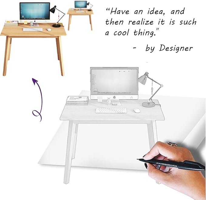 IOTXY Simple Wooden Writing Desk - Modern Minimalist Style PC Laptop Computer Workbench with Solid Wood Legs, 47" W Home Office Work Table for TV Stand Music Video Live Broadcast Workstation, Oak