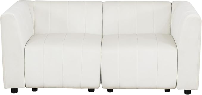 Loveseat Sofa, 67″ Comfy Cloud Couch with Deep Seats, Modern Small Sectional Couches for Living Room, Bedroom, Small Space, White