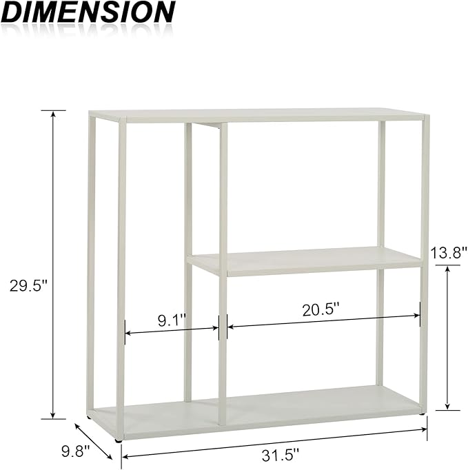 HDANI Console Table, Narrow Entryway Table, 3 Tier Metal Hallway Table, 9.8''Dx31.5''Wx29.7''H(White)