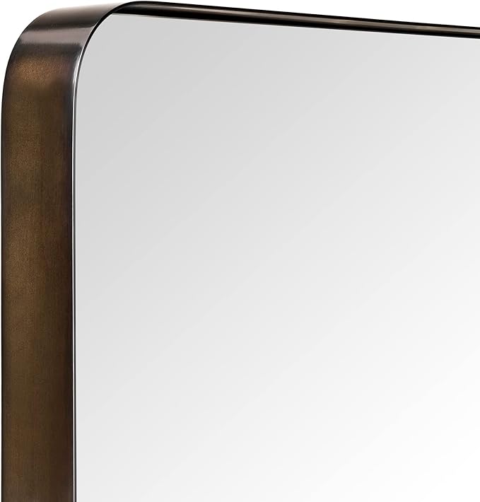 TEHOME 20x30 inch Oil Rubbed Bronze Mirror Dark Bronze Metal Framed Bathroom Mirror for Wall in Stainless Steel Rounded Rectangular Bathroom Vanity Mirrors Wall Mounted