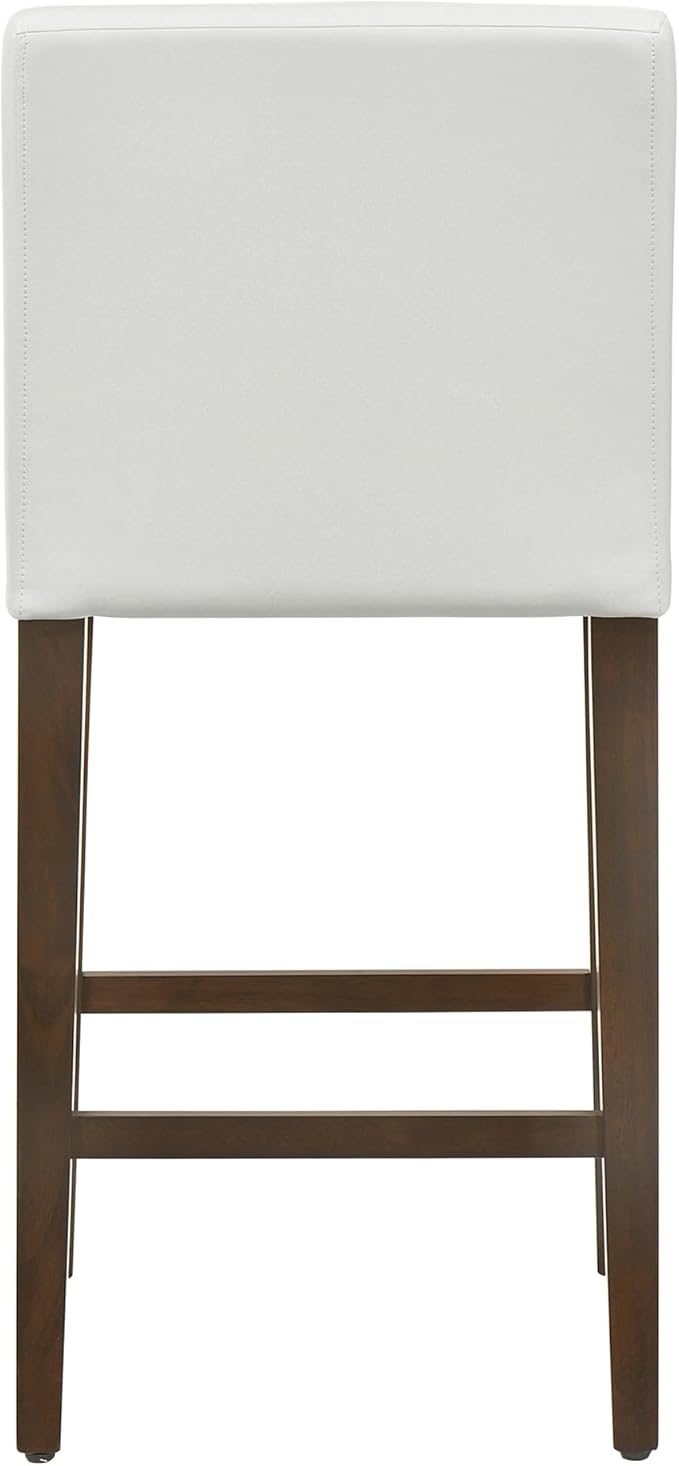 CHITA Counter Height Bar Stools Set of 3, 27" H Seat Height Upholstered Barstools, PU Leather in White