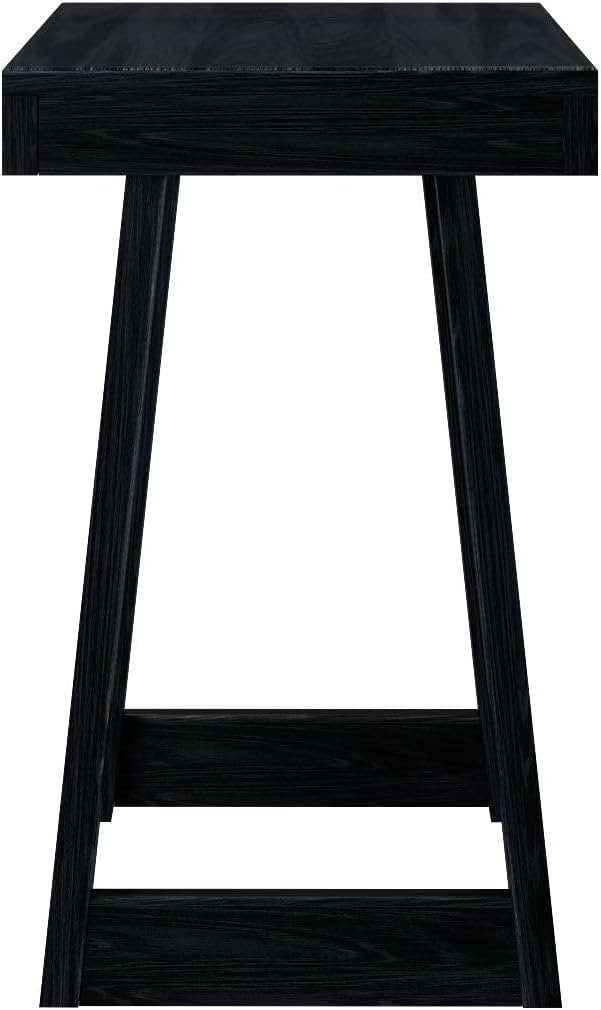Plank+Beam Classic Rectangular Side Table, 25", Slim Side Table for Living Room, Narrow Nightstand for Small Spaces, Wood End Table for Bedroom, Black Wirebrush