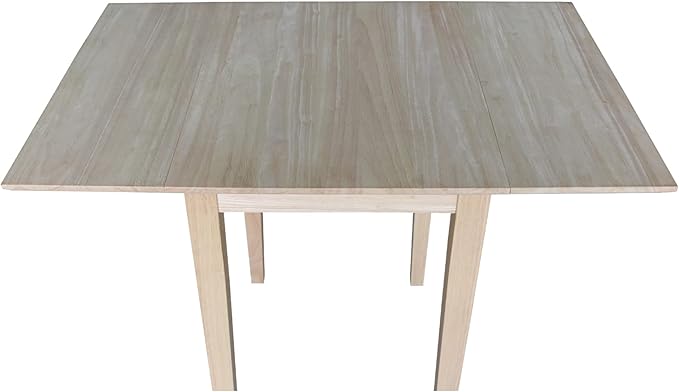 Solid Wood Small Drop Leaf Dining Table in Sturdy Parawood, Dual Drop Leaf Table with 9" Drop Leaf on Each Side, 36"W x 22"D x 29"H, Floor to Apron 26.5 Inches, Easy Assembly, Unfinished