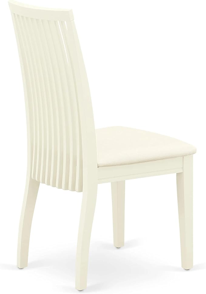 East West Furniture HBIP5-LWH-C 5 Piece Dining Set Includes a Round Dining Table with Pedestal and 4 Linen Fabric Kitchen Room Chairs, 42x42 Inch, Linen White