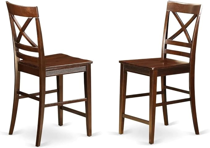 East West Furniture VNQU5-MAH-W 5 Piece Counter Height Pub Set Includes a Square Dining Room Table and 4 Kitchen Chairs, 36x36 Inch, Mahogany