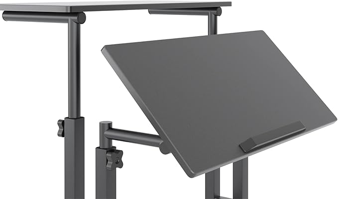 soges 23.6inches Height Adjustable Desk Laptop Desk on The Wheels, Rolling Stand Up Desk Computer Desk Adjustable Standing Desk Sit and Stand Desk Portable Laptop Table, Black