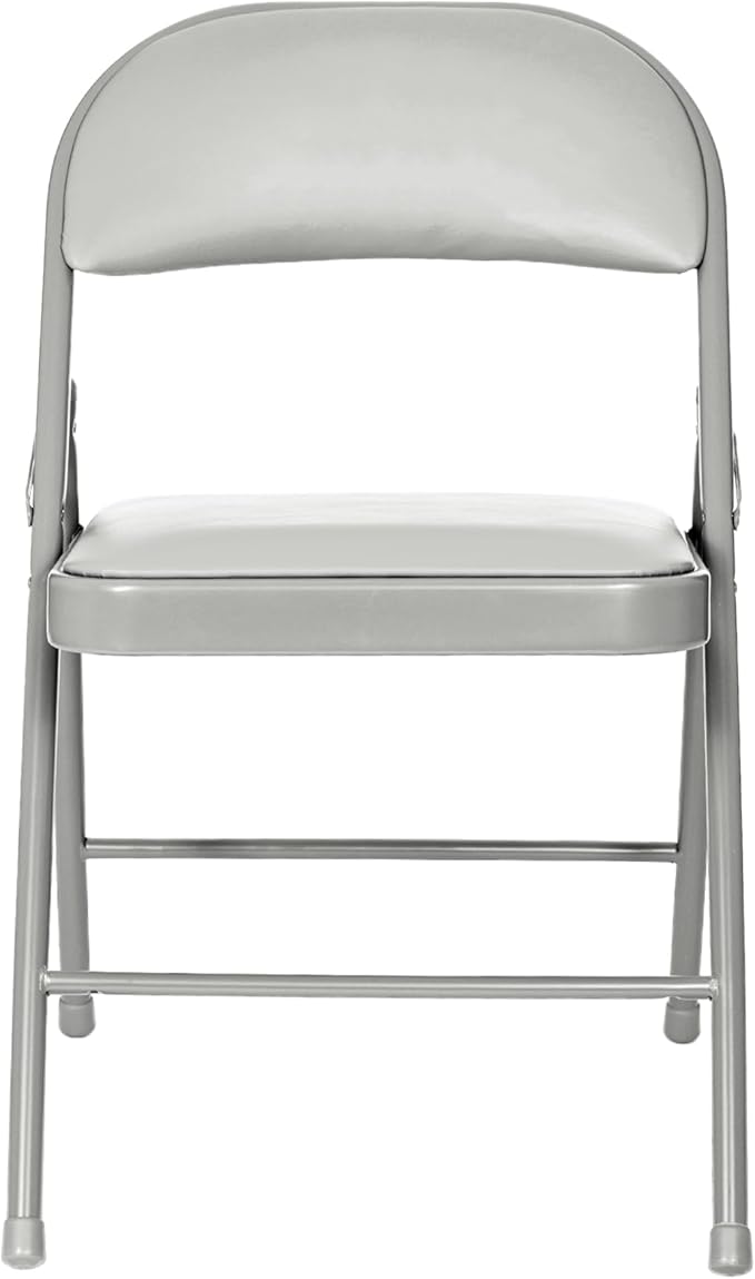 OEF Furnishings OEF950 Series Vinyl Padded Steel Folding Chairs (4-Pack, Gray)