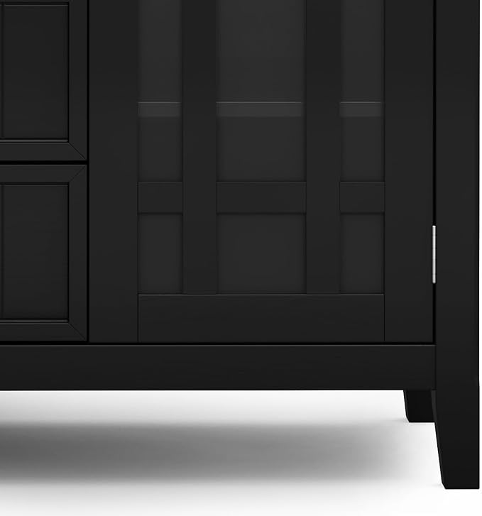 SIMPLIHOME Bedford Solid Wood 53 inch Wide Transitional TV Media Stand in Black for TVs up to 60 inches for The Living Room and Entertainment Center