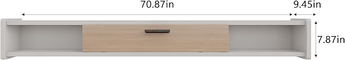 70'' Floating TV Stand,Wall Mounted TV Console,Floating TV Cabinet,Under TV Shelf for Bedroom Living Room(White)