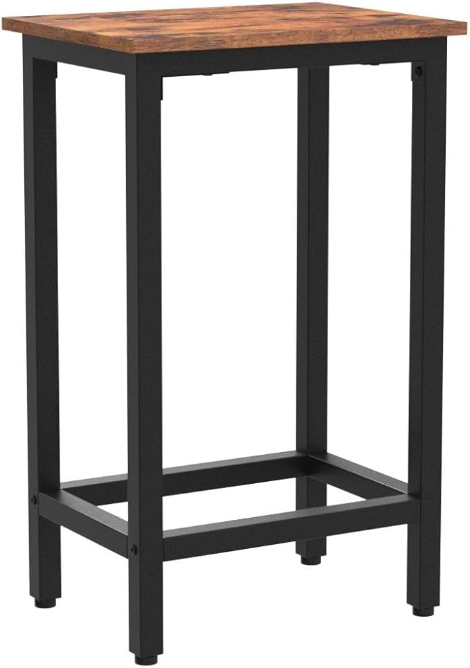 HOOBRO Bar Stools, Set of 2 Bar Chairs with Footrest, Black Steel Frame, Adjustable Feet, for Living Room, Dining Room, Kitchen, Industrial Design, Rustic Brown BF65BY01G1