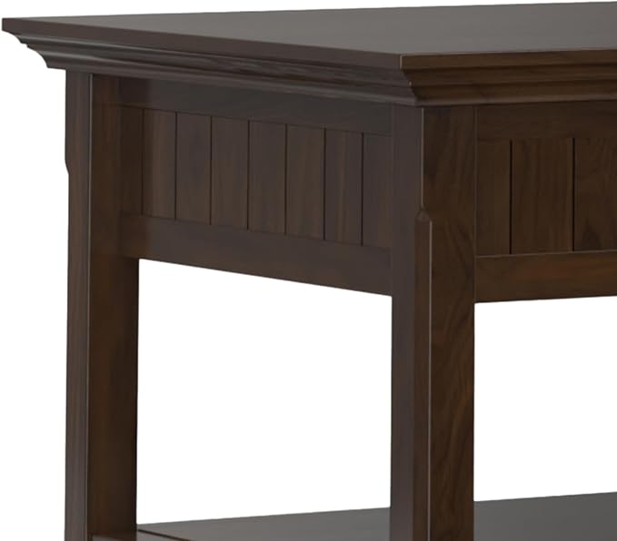 SIMPLIHOME Acadian Lift Top Coffee Table - 48 inch Wide Solid Wood Transitional Pop-up Cocktail Table in Brunette Brown, Classic Living Room Table with Lift-up Storage Compartment and Open Shelf
