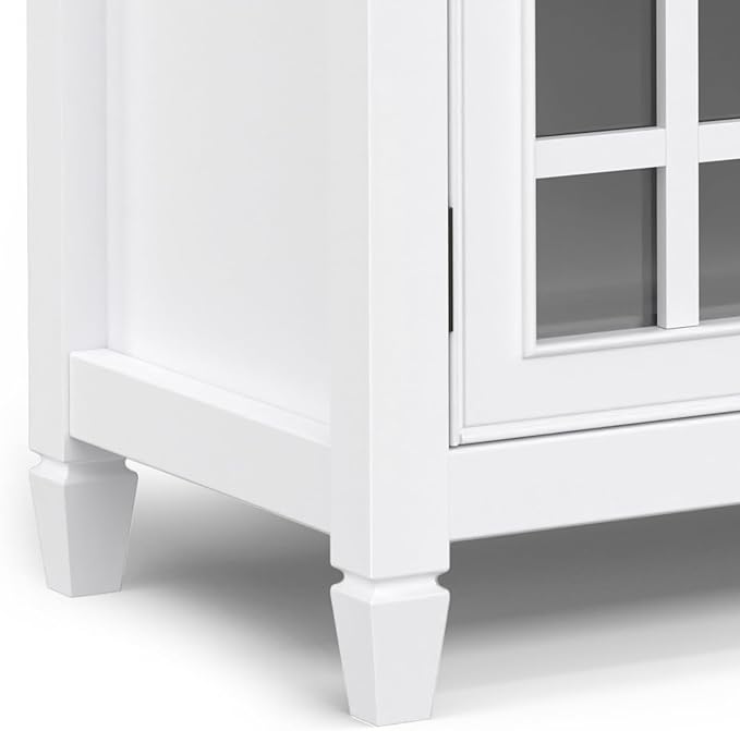 SIMPLIHOME Connaught SOLID WOOD 60 inch Wide Traditional Wide Storage Cabinet Buffet in White for the Living Room, Entryway and Family Room