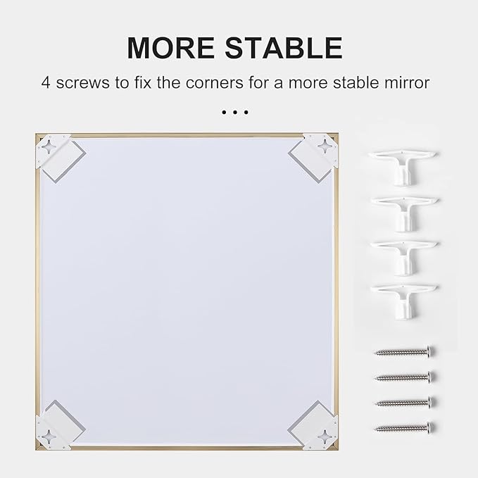 30x30 Inch Gold Bathroom Mirror - Copper-Free Mirror, Aluminum Alloy Frame Vanity Rectangle Wall Mounted Modern Mirror for Bedroom/Living Room/Porch Horizontal or Vertical