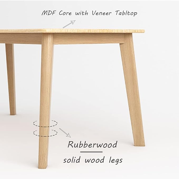 IOTXY Simple Wooden Writing Desk - Modern Minimalist Style PC Laptop Computer Workbench with Solid Wood Legs, 55" W Home Office Work Table for TV Stand Music Video Live Broadcast Workstation, White