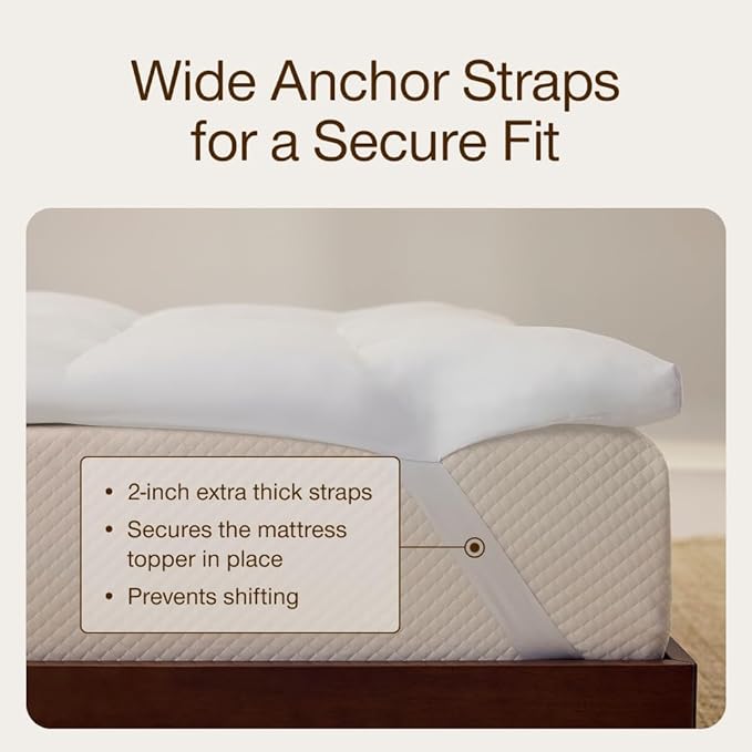 Coop Home Goods Essence Down Alternative Mattress Topper King, Plush 2-Inch Gusset and Baffle Box Design for Even Support and Comfort, Premium Bed Topper for Pressure Relief, Oeko-TEX Certified