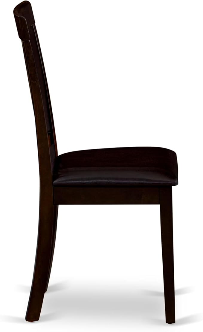East West Furniture HLAN5-CAP-LC 5 Piece Dining Table Set for 4 Includes a Round Kitchen Table with Pedestal and 4 Faux Leather Dining Room Chairs, 42x42 Inch, Cappuccino