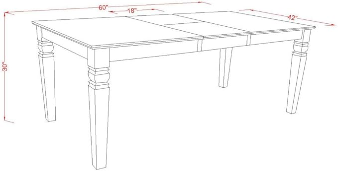 East West Furniture WEIP5-LWH-W 5 Piece Dining Set Includes a Rectangle Dining Table with Butterfly Leaf and 4 Kitchen Chairs, 42x60 Inch, Linen White
