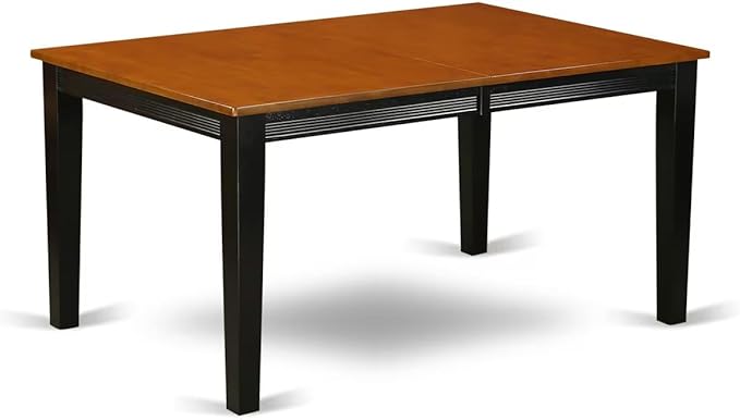 East West Furniture QUAN9-BCH-C 9 Piece Kitchen Table Set Includes a Rectangle Dining Table with Butterfly Leaf and 8 Linen Fabric Dining Room Chairs, 40x78 Inch, Black & Cherry