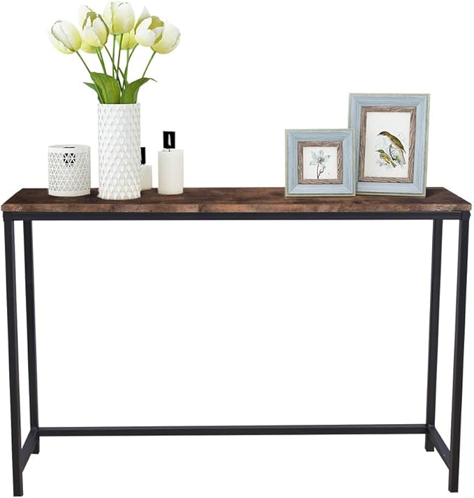 HOMERECOMMEND Rustic Brown Console Table for Entryway, Living Room, Hallway - 41.54" x 11.60" x 27.95"